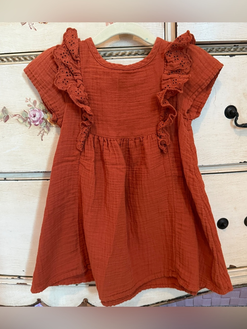 Cat & Jack Girls' Rust Orange Ruffle Dress